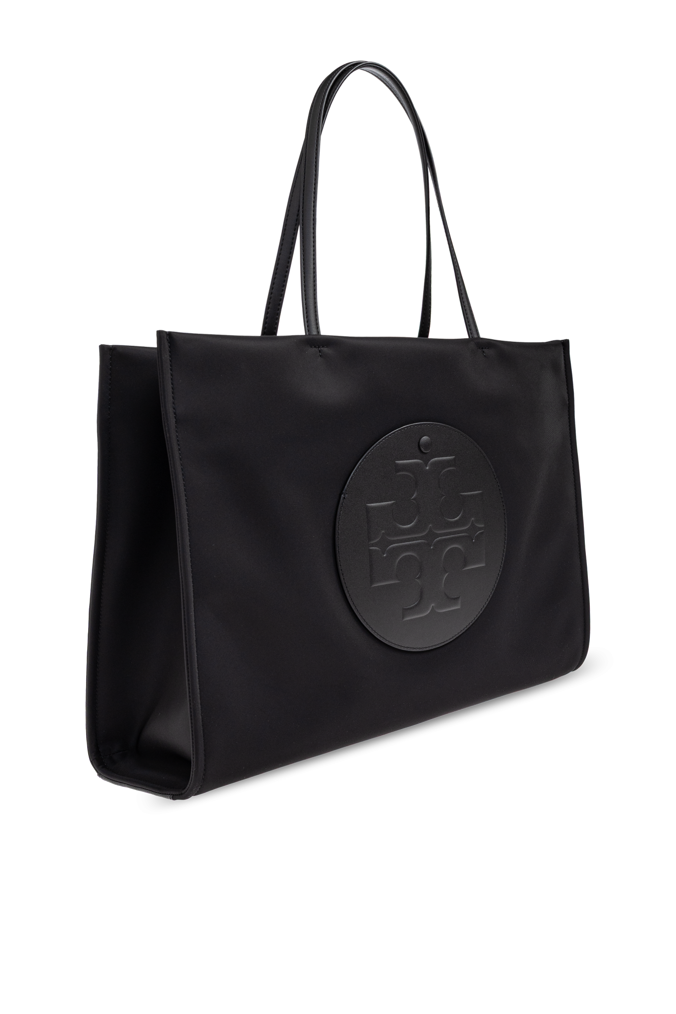 【良品】Tory Burch ELLA トートバッグ レザー キャンバス 黒色 Black 